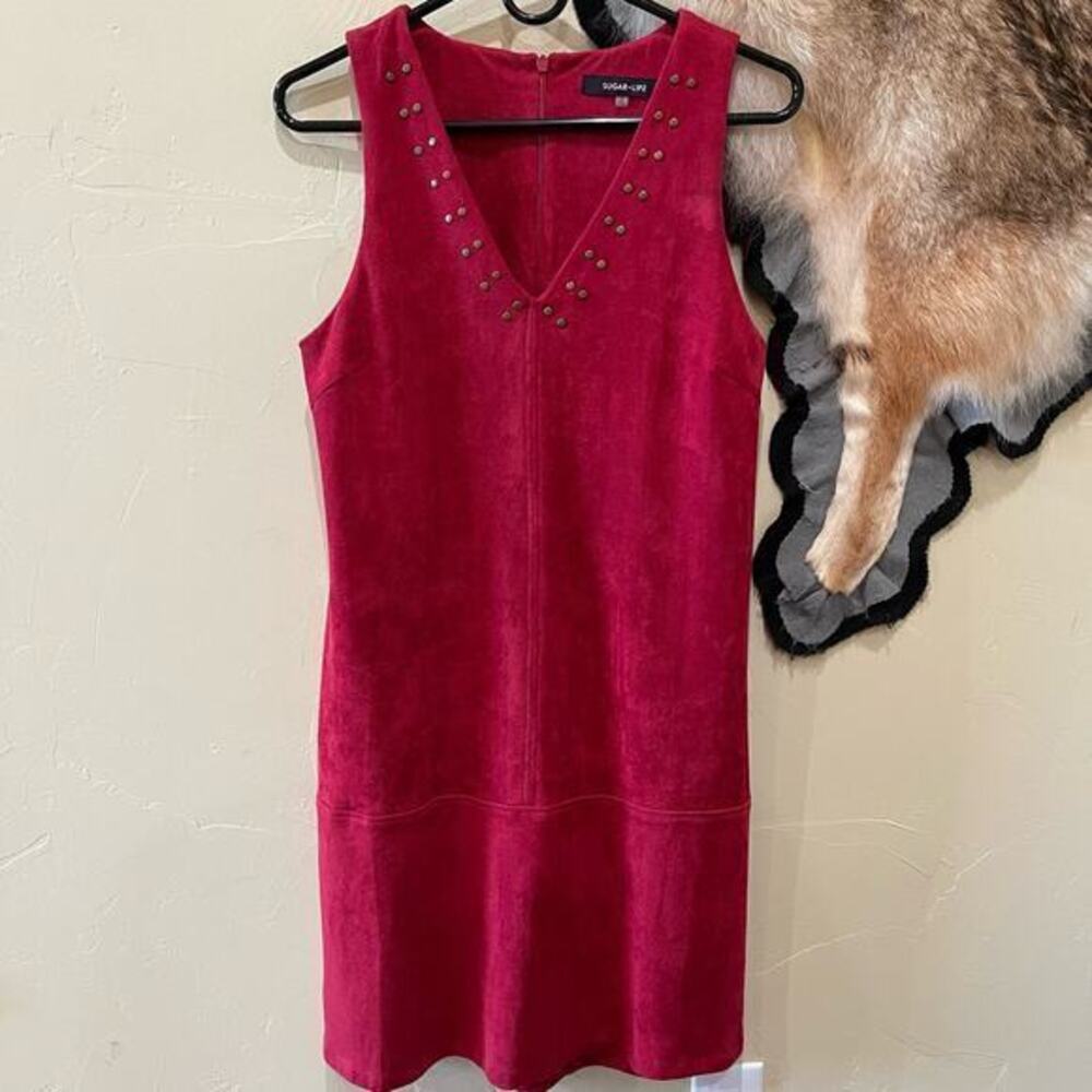 SugarLips Small Faux Suede Grommet Sleeveless Shift Dress Festival Boho‎ Cowgirl